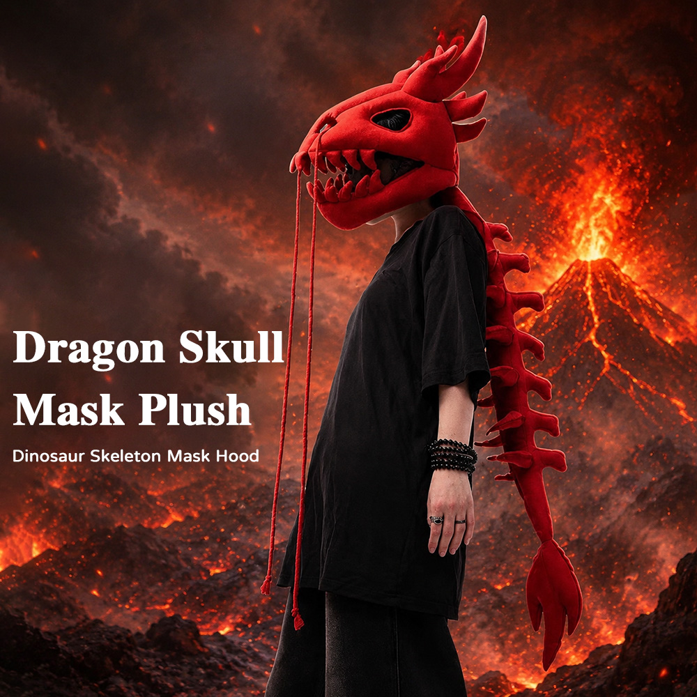 Photography Lighting Style - Dragon Skull Spine Plush Hood Long