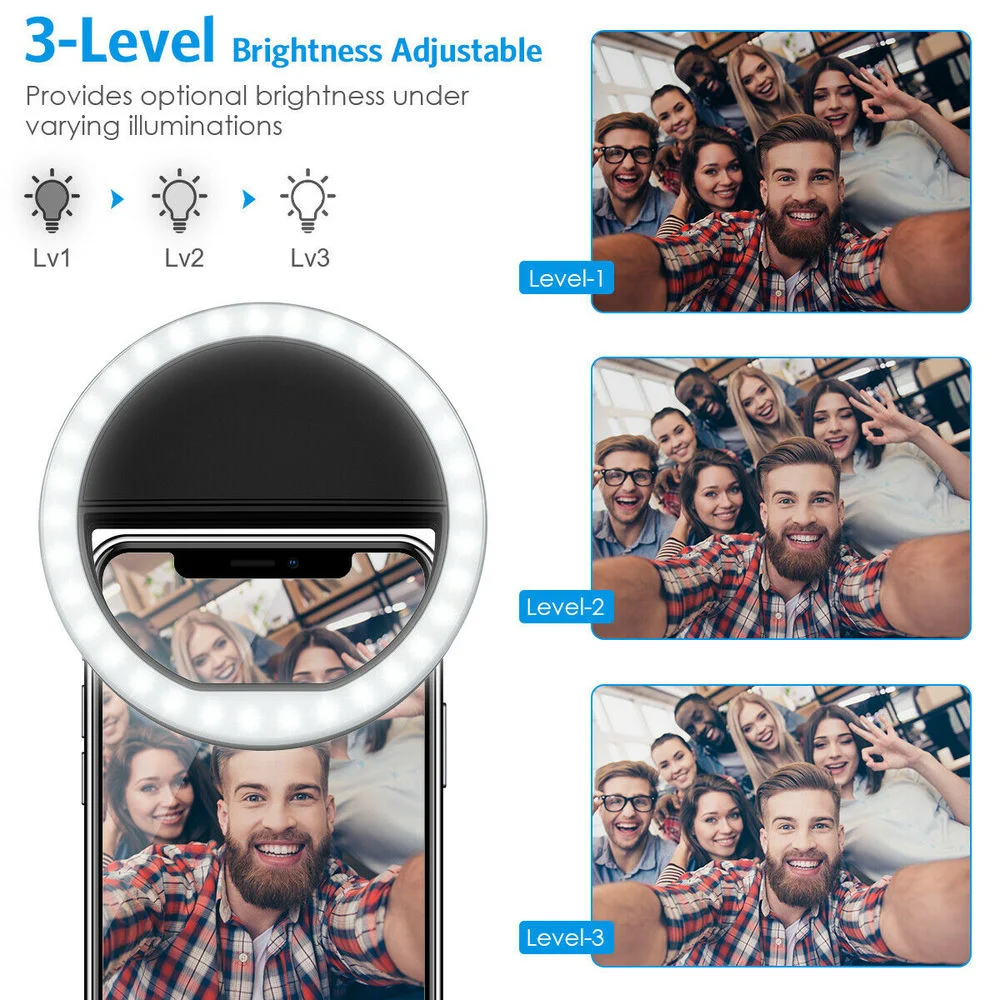 Rechargeable Clip On Selfie Ri - Photography Lighting Portable recension och pris